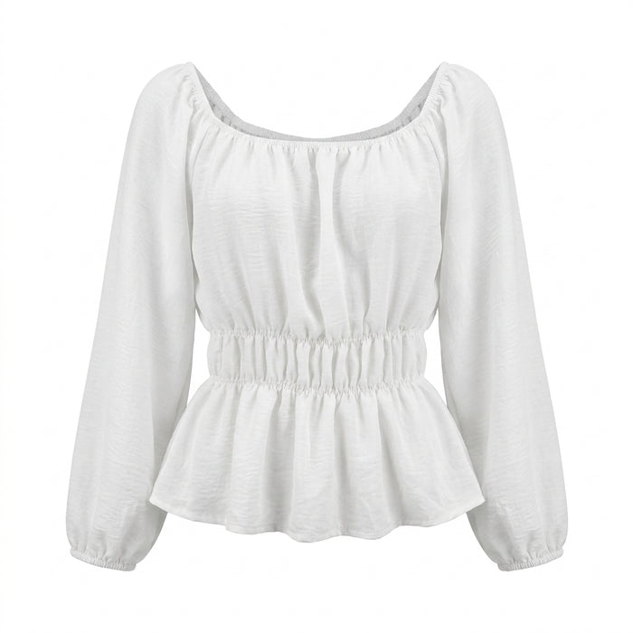 Women Smocked Peplum Blouse