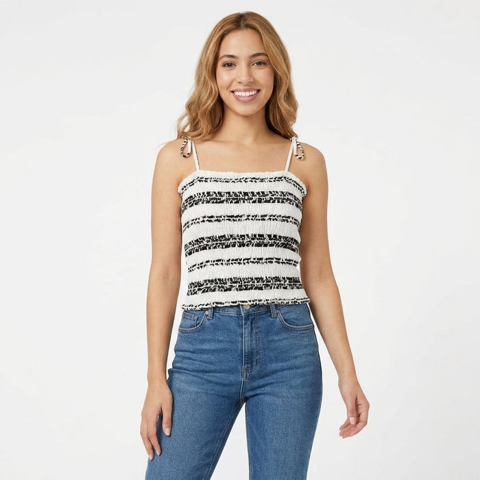 Women Smocked Tie Strap Top