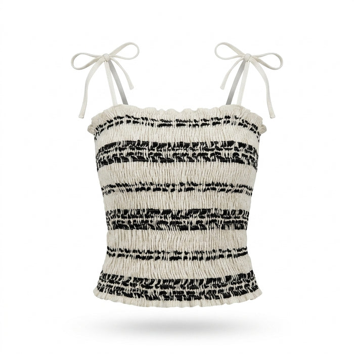 Women Smocked Tie Strap Top