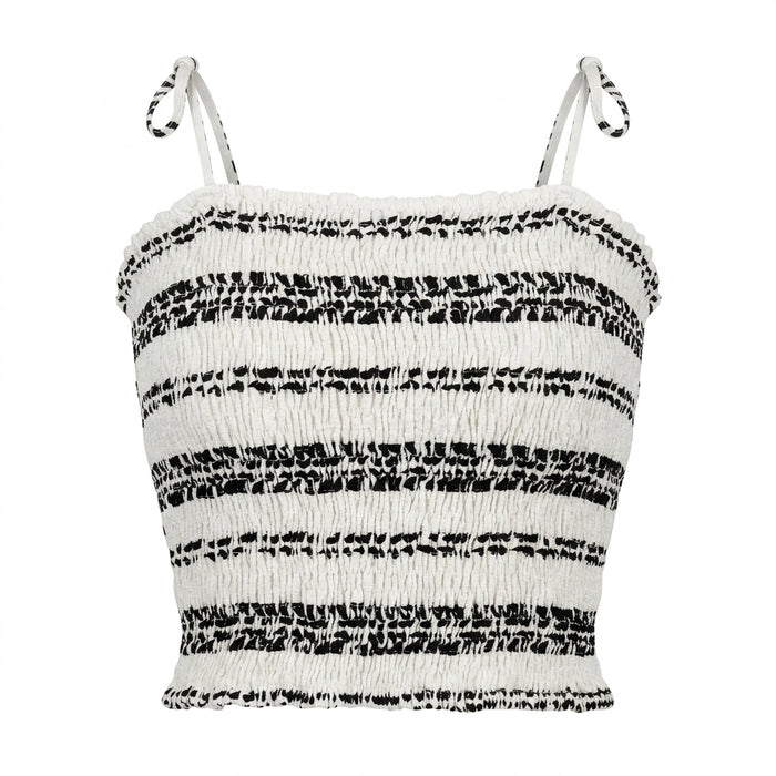 Women Smocked Tie Strap Top