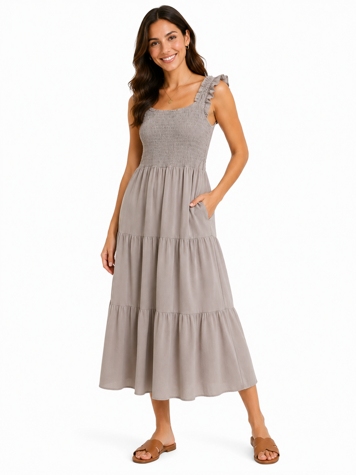 Women Smocked Tiered Sleeveless Dress