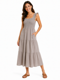 Women Smocked Tiered Sleeveless Dress