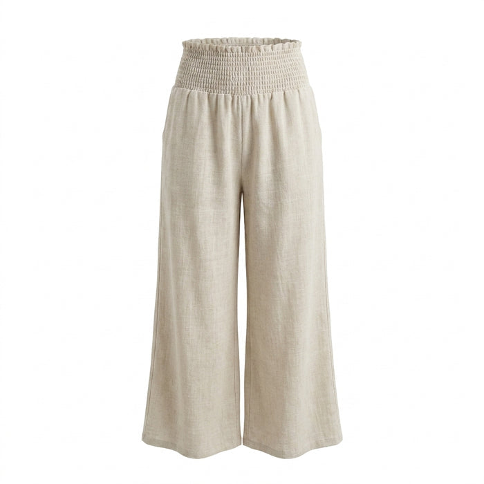Women Smocked Waist Wide Leg Pants