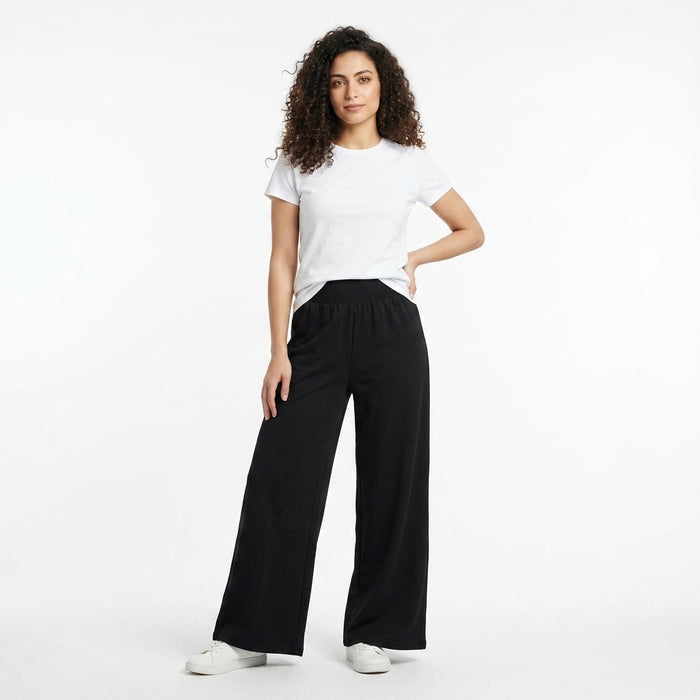 Women Smocked Waist Wide Leg Pants