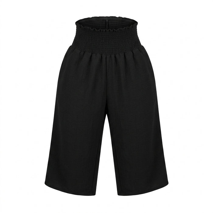 Women Smocked Waist Wide Leg Pants