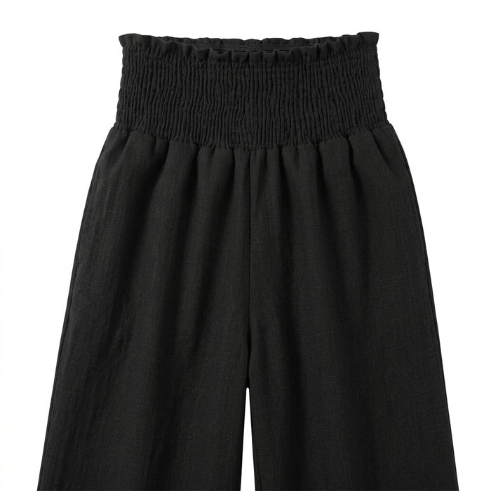 Women Smocked Waist Wide Leg Pants