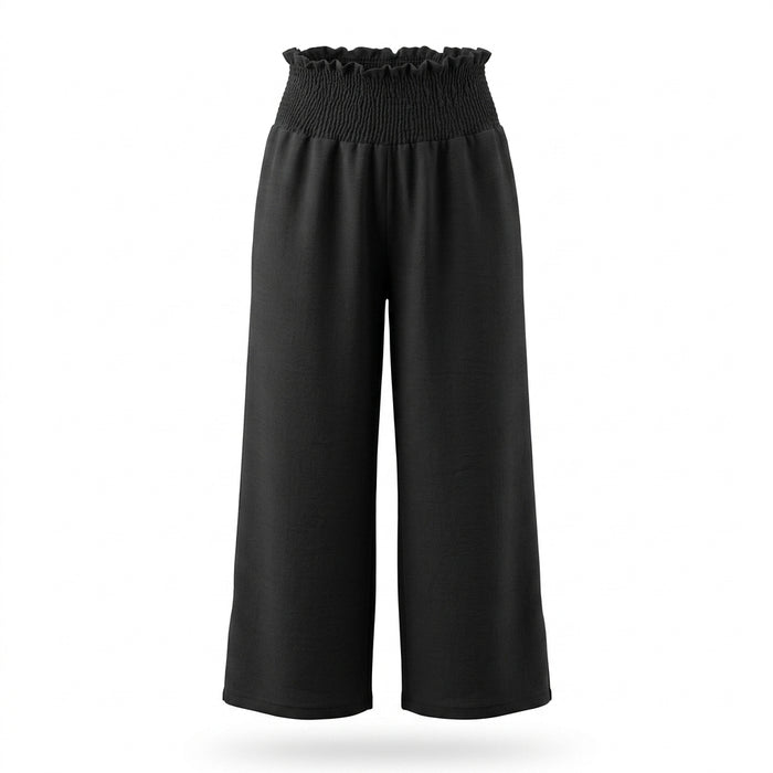 Women Smocked Waist Wide Leg Pants