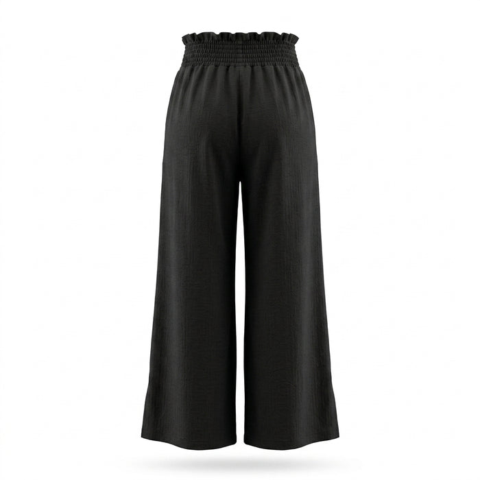 Women Smocked Waist Wide Leg Pants
