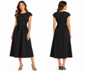 Women Solid Midi Waist Dress