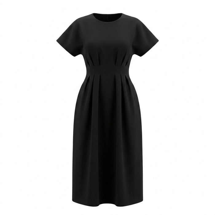 Women Solid Midi Waist Dress