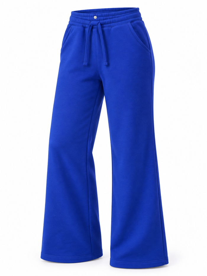 Women Solid Wide Leg Sweatpants
