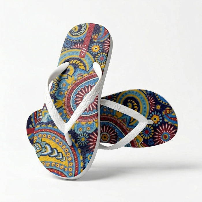 Women Strap Paisley Print Flip Flop Sandals