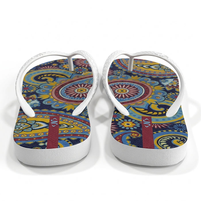 Women Strap Paisley Print Flip Flop Sandals