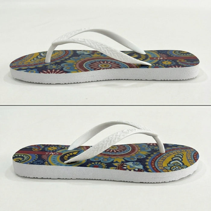 Women Strap Paisley Print Flip Flop Sandals