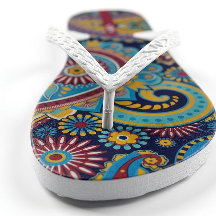 Women Strap Paisley Print Flip Flop Sandals