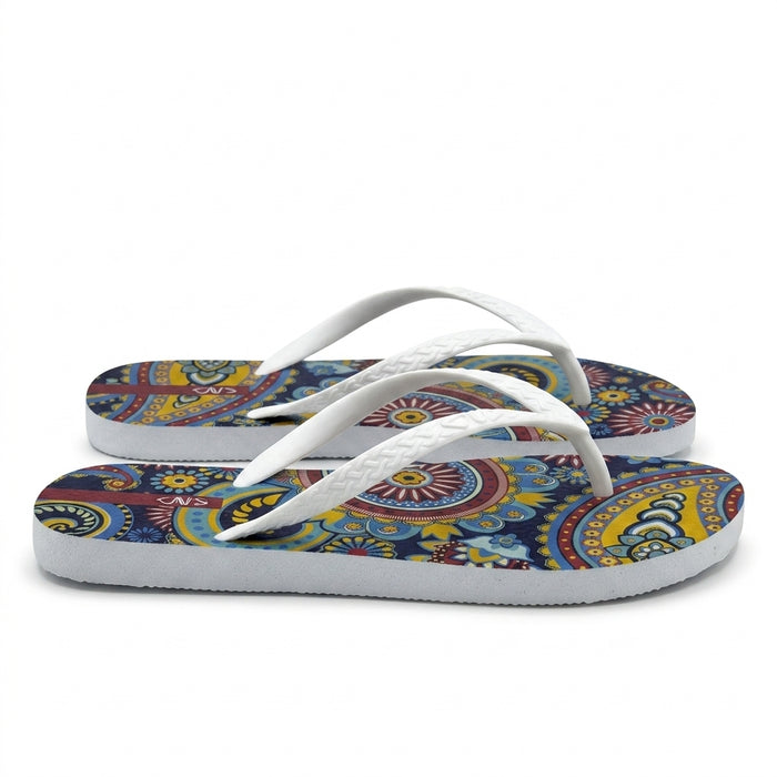 Women Strap Paisley Print Flip Flop Sandals