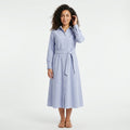 Women Stripe Belted Shirt Maxi Dress