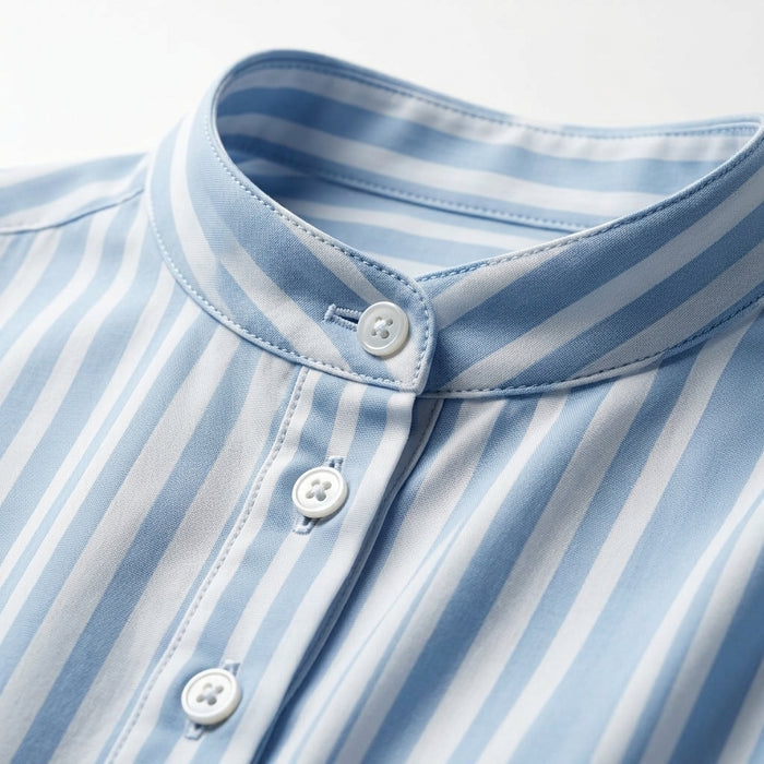 Women Striped Cap Sleeve Button Front Blouse