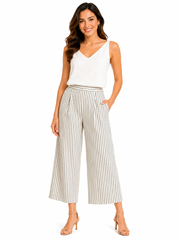 Women Striped Wide Leg Pants