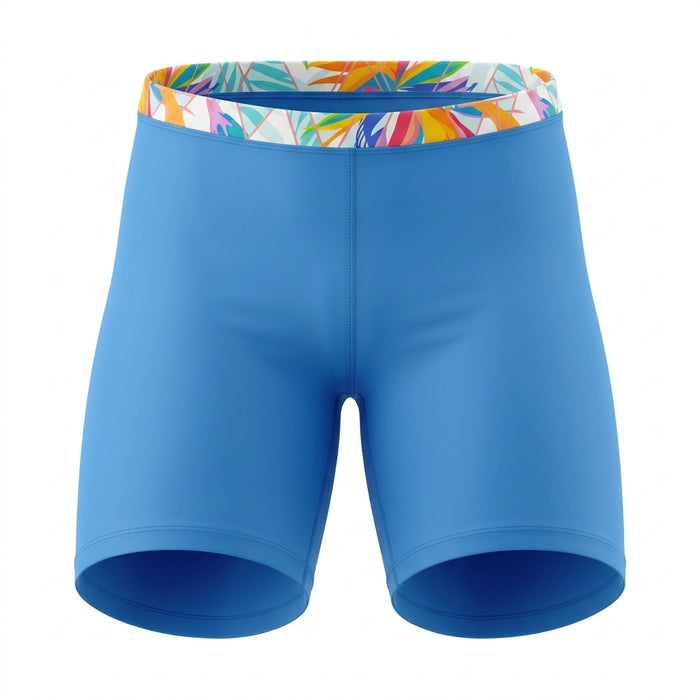 Women Swim Shorts With Tropical Print Waistband