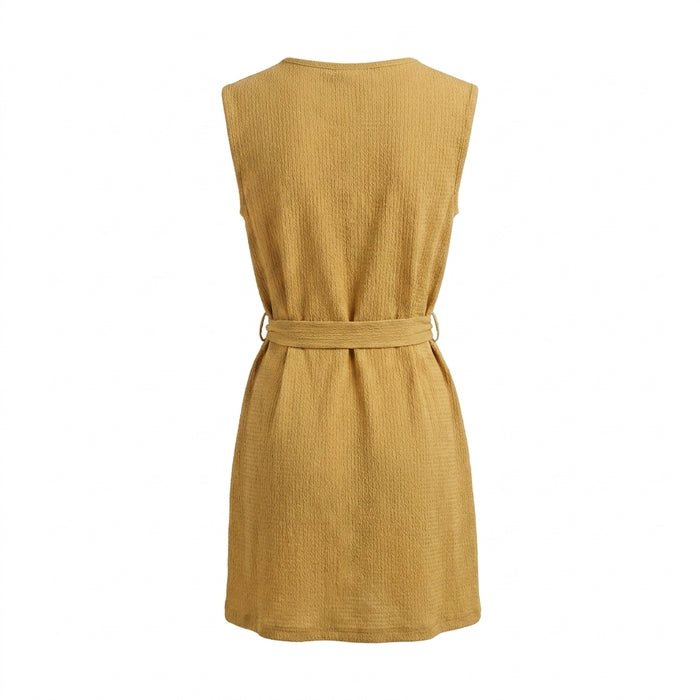 Women Textured Sleeveless Tie Waist Top