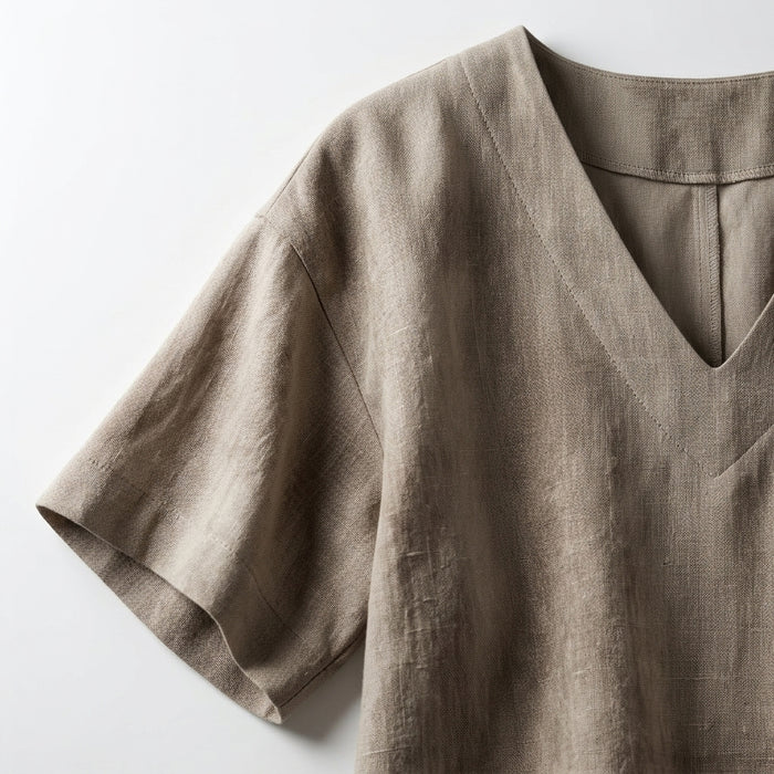 Women Textured V Neck Short Sleeve Top