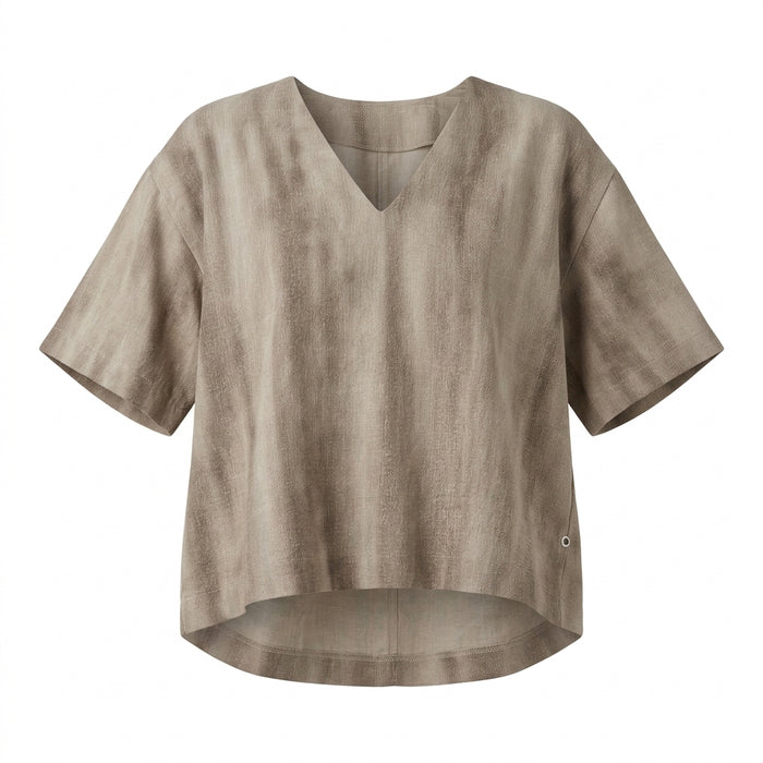 Women Textured V Neck Short Sleeve Top