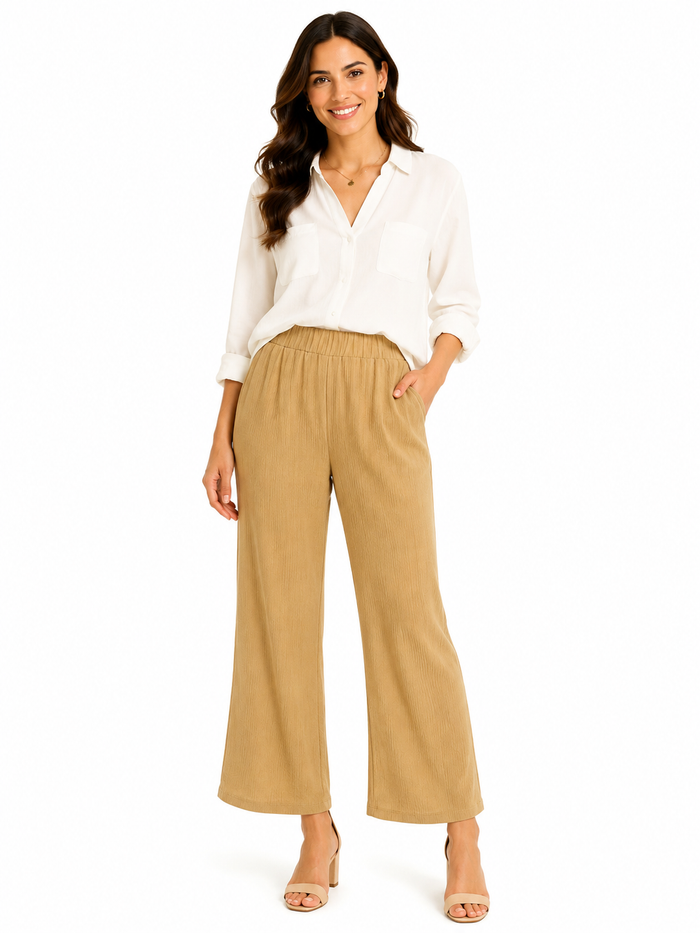 Women Textured Wide Leg Pants