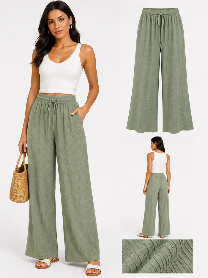 Women Textured Wide Leg Pants