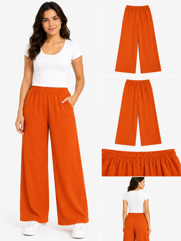 Women Textured Wide Leg Pants