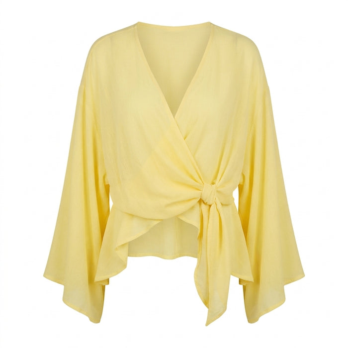 Women Tie Front Cover Up Blouse