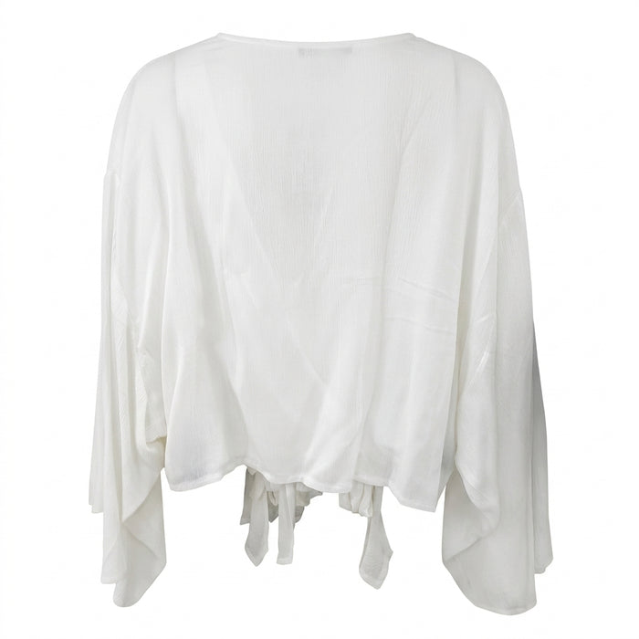 Women Tie Front Cover Up Blouse