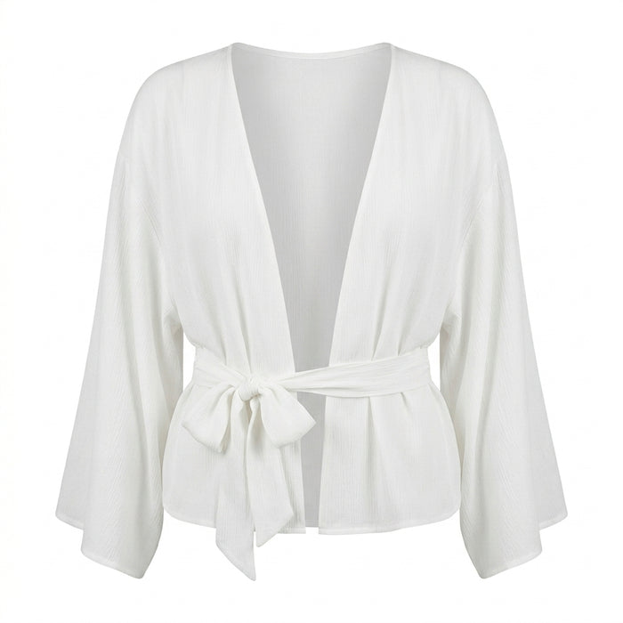 Women Tie Front Cover Up Blouse