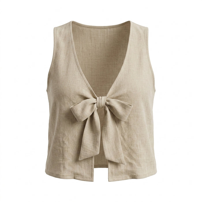 Women Tie Front Sleeveless Vest