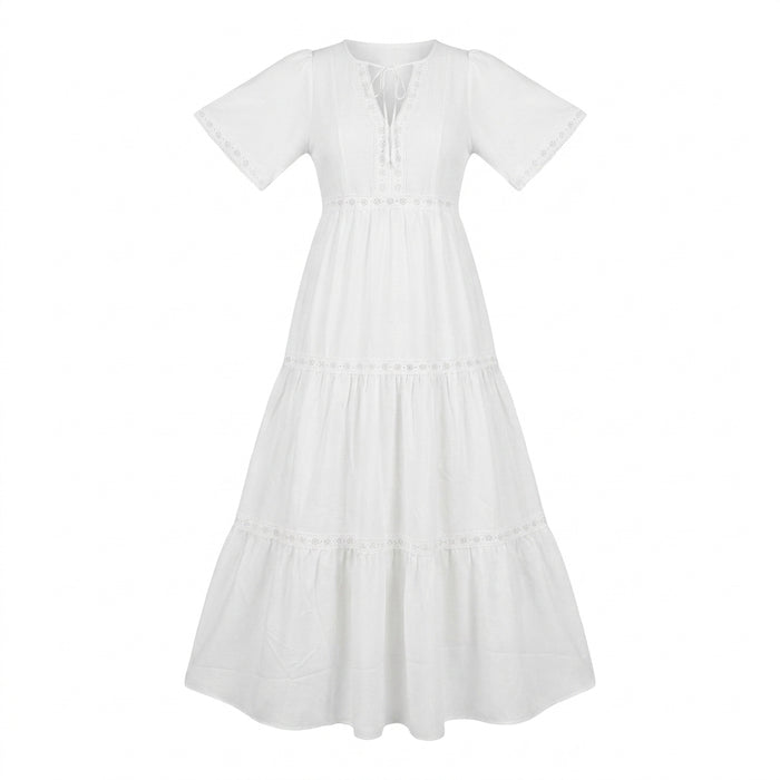 Women Tiered Maxi Dress With Front Tie