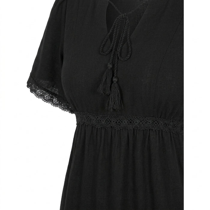 Women Tiered Maxi Dress With Front Tie