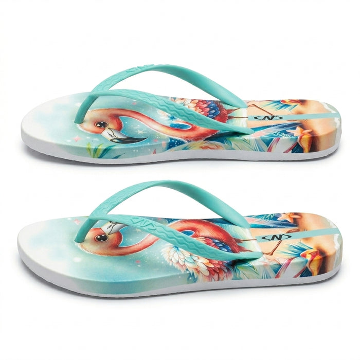 Women Tropical Flamingo Print Flip Flop Slipper