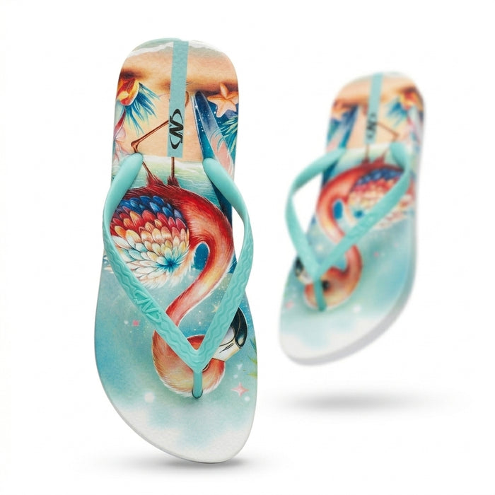 Women Tropical Flamingo Print Flip Flop Slipper