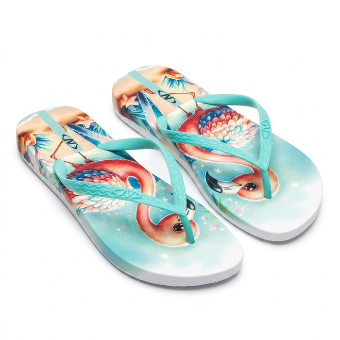 Women Tropical Flamingo Print Flip Flop Slipper