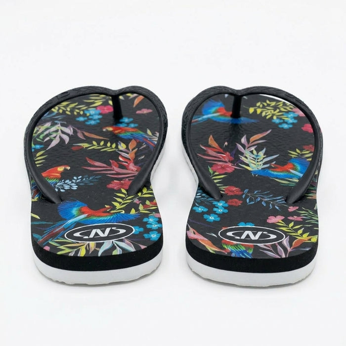 Women Tropical Floral Print Flip Flop Sandals