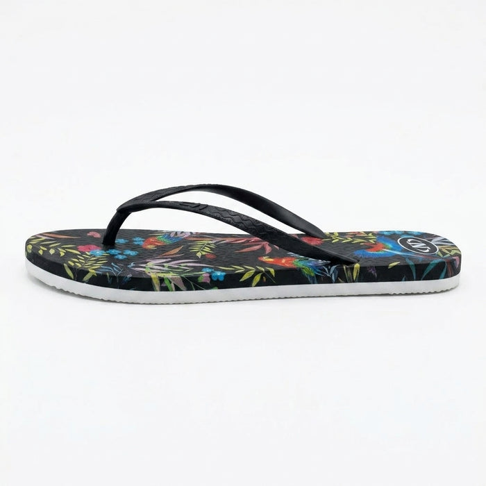 Women Tropical Floral Print Flip Flop Sandals