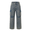 Women Wide Leg Cargo Denim Jeans