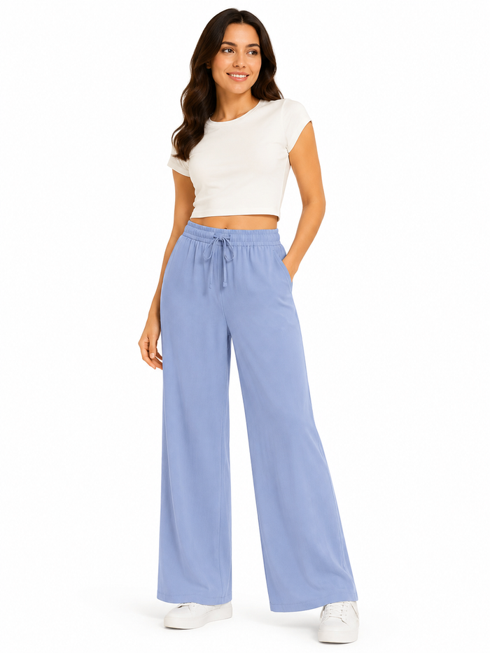 Women Wide Leg Drawstring Pants