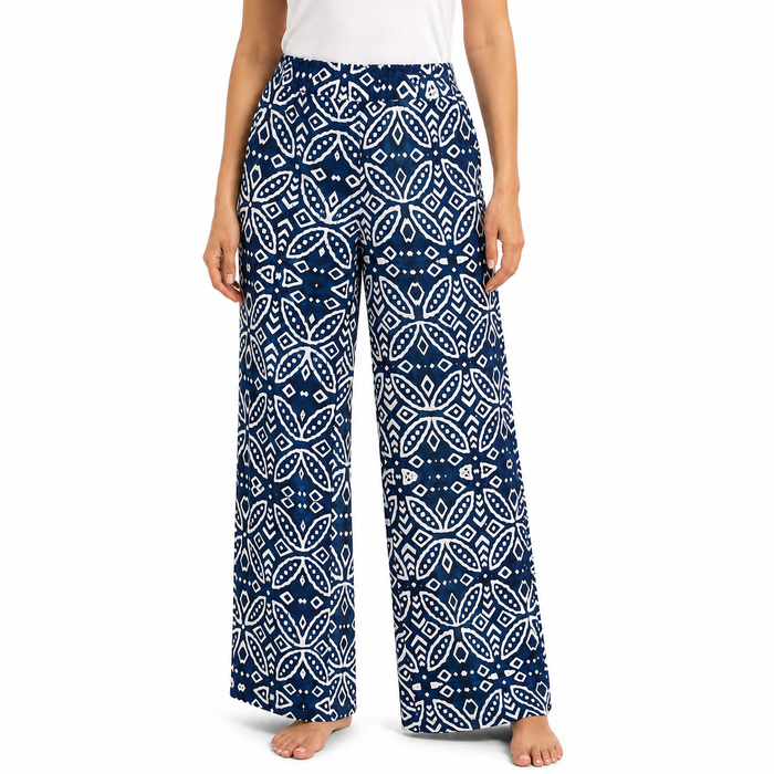 Women Wide Leg Geometric Print Pants