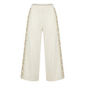 Women Wide Leg Pants With Embellished Lace Side Panels