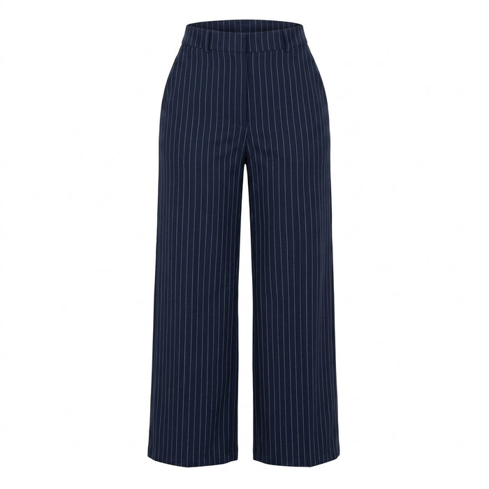 Women Wide Leg Pinstripe Trousers