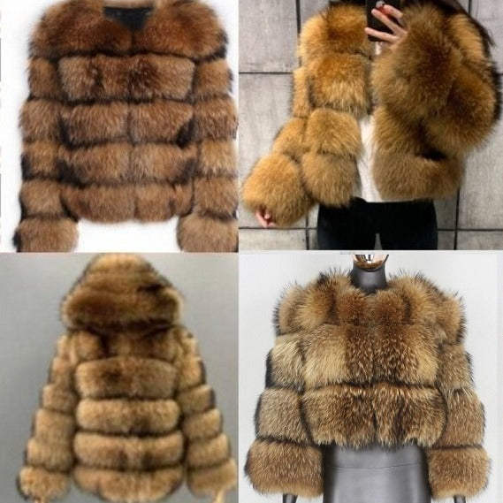 Women's Imitation Raccoon Fur Coat