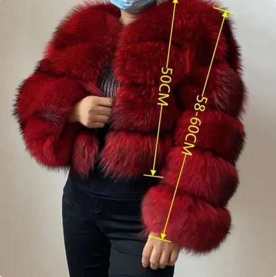 Crimson Raccoon Fur 4-Sleeve 5-Section / L