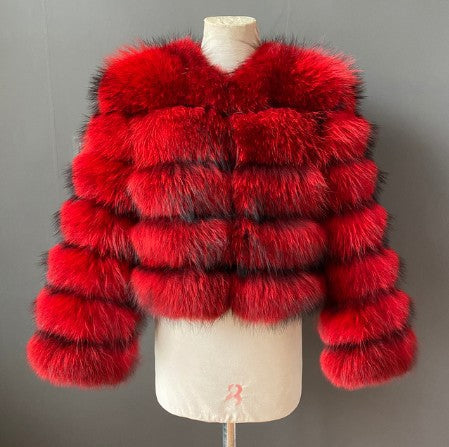 Crimson Raccoon Fur 5-Section / XXXL