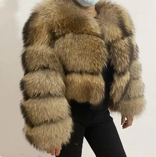 Raccoon Fur 3-Sleeve 5-Section / S